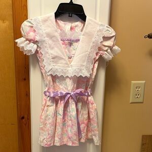 Vintage girls short sleeve spring floral dress